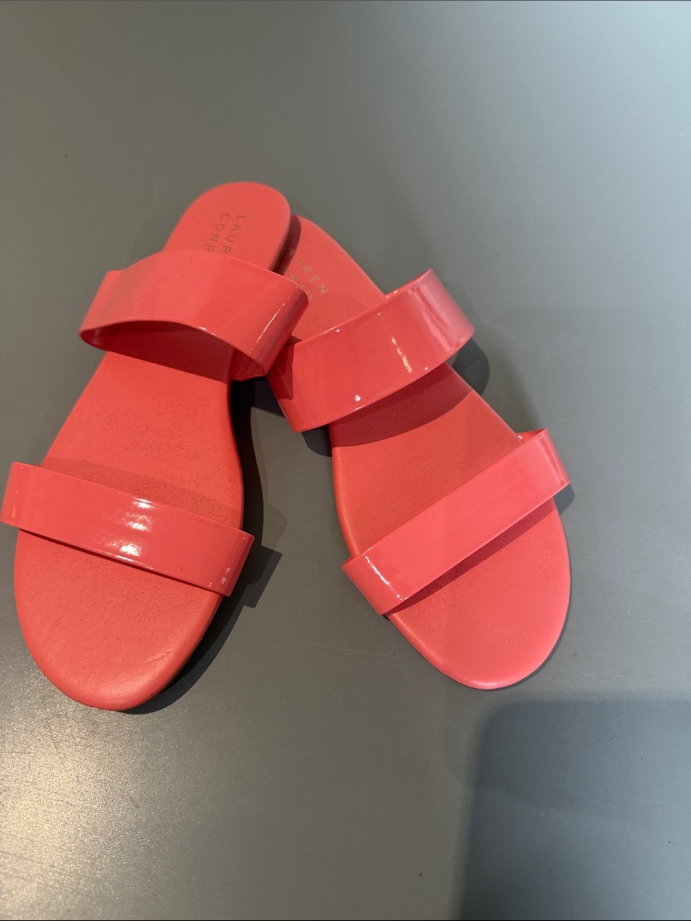LC Lauren Conrad Coral Pink Double-Strap Slide Sandals